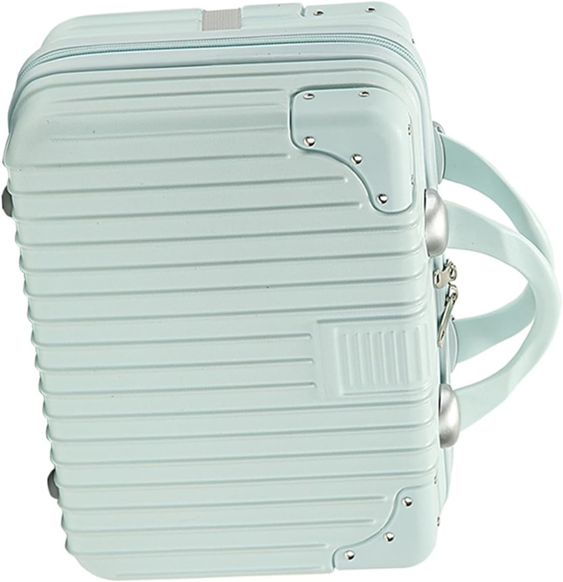 Large Capacity Makeup Organizer Train Case with Mint Green Hard Shell, Spacious Cosmetic Storage Suitcase for Travel and Home Use, Organized Makeup Box with Handle and Compartments