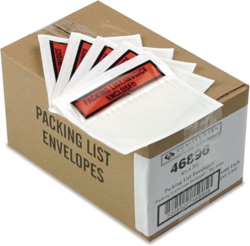 Quality Park Top Print 46896 - Sobre de lista de embalaje, autoadhesivo, transparente, 5.5 x 4.5, 1000 por caja, (46896)