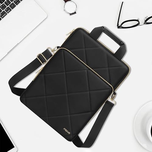 Miniatura 7 de MOSISO Vertical Laptop Shoulder Bag,Computer Bag,Rhombus Quilted Messenger Bag with Front Pocket&Handle&Belt