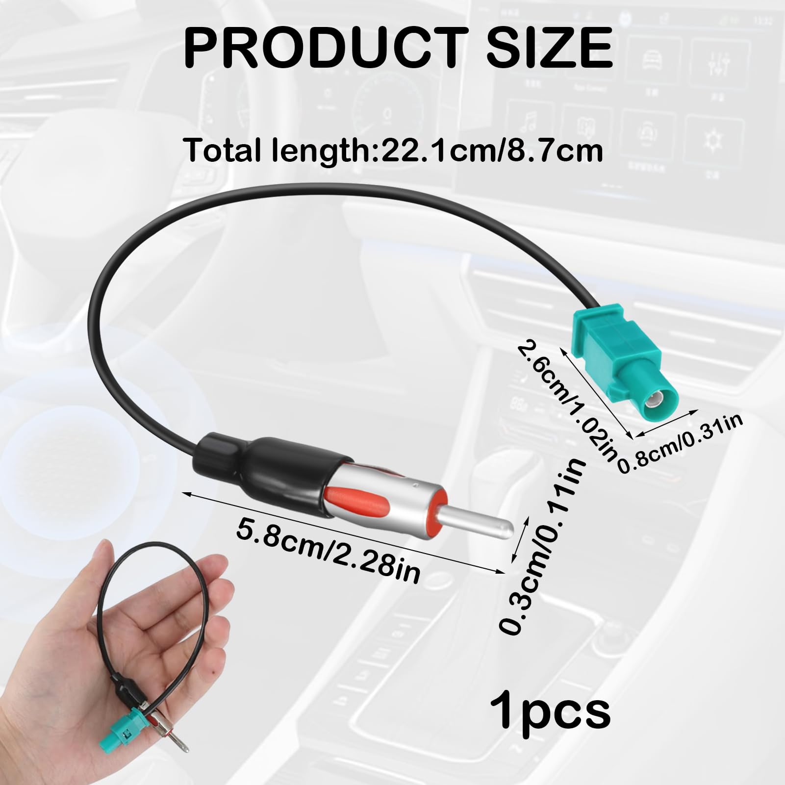 Cavo Cavetto Spinotto Adattatore Antenna Radio Fakra DIN Maschio - Foto 7