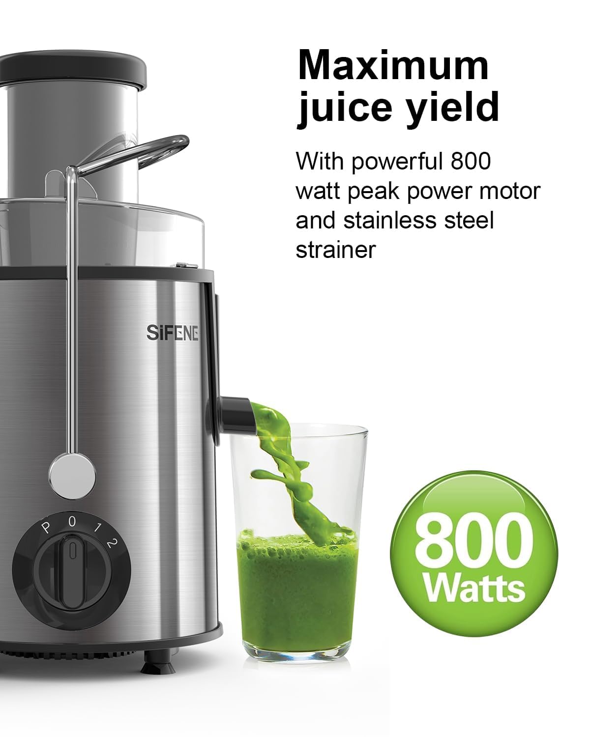 Exprimidor rápido, exprimidor centrífugo con boca grande de 3 pulgadas para frutas y verduras enteras, fácil de limpiar, exprimidor de cocina de acero inoxidable sin BPA 3