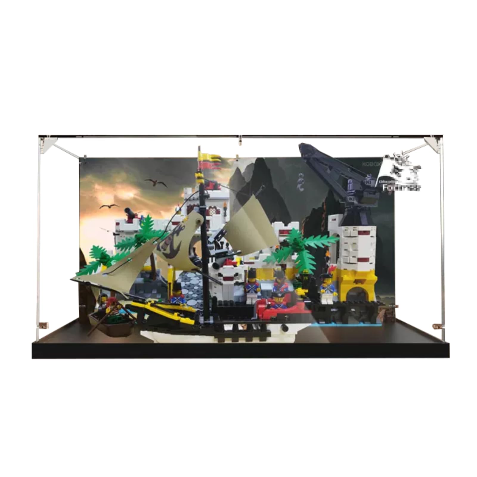 Scatola per esposizione di figure per LEGO 10320 per Eldo-rado Fortr-ess acrilico antipolvere trasparente espositore personalizzato (senza modello) (sfondo C (52 x 40 x 27 cm)