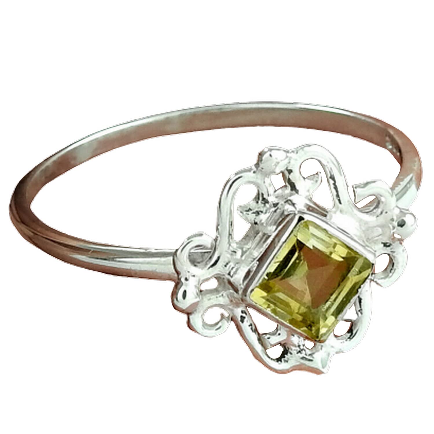 Anillo de cuarzo limón, anillo de plata de ley sólida, anillo de piedra preciosa curativa natural, anillo hermoso, anillo bohemio, anillo de propuesta