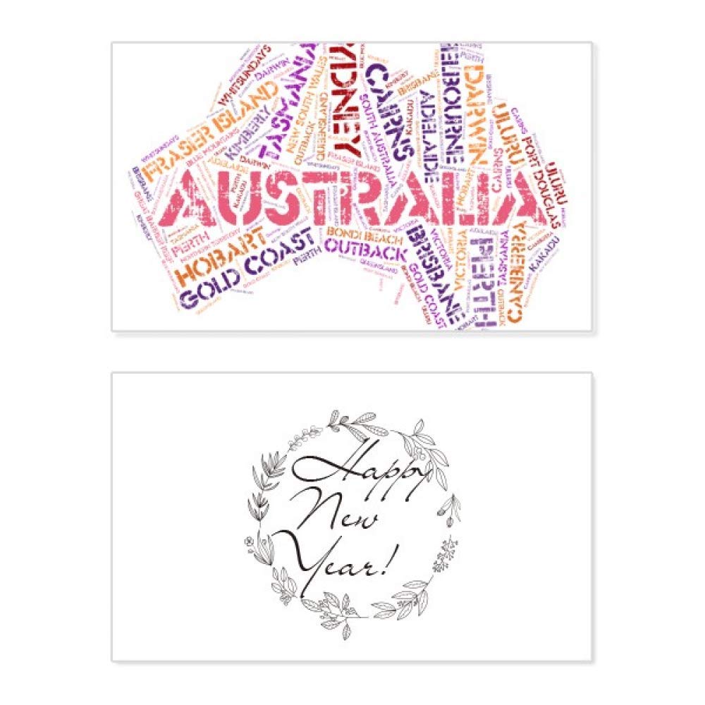 Tarjeta de Año Nuevo con mapa de Australia, el detalle de bendición perfecto para recordar 5
