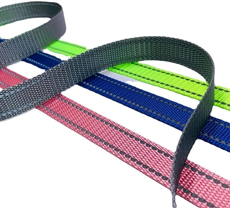 Nylon Webbing Belt，Heavy Cotton Webbing， 5 Meters 15mm 5/8" Polyester Webbing Ribbon with Reflective Strip Backpack Strap DIY Craft Pet Collar Leash Accessories Webbing Strap