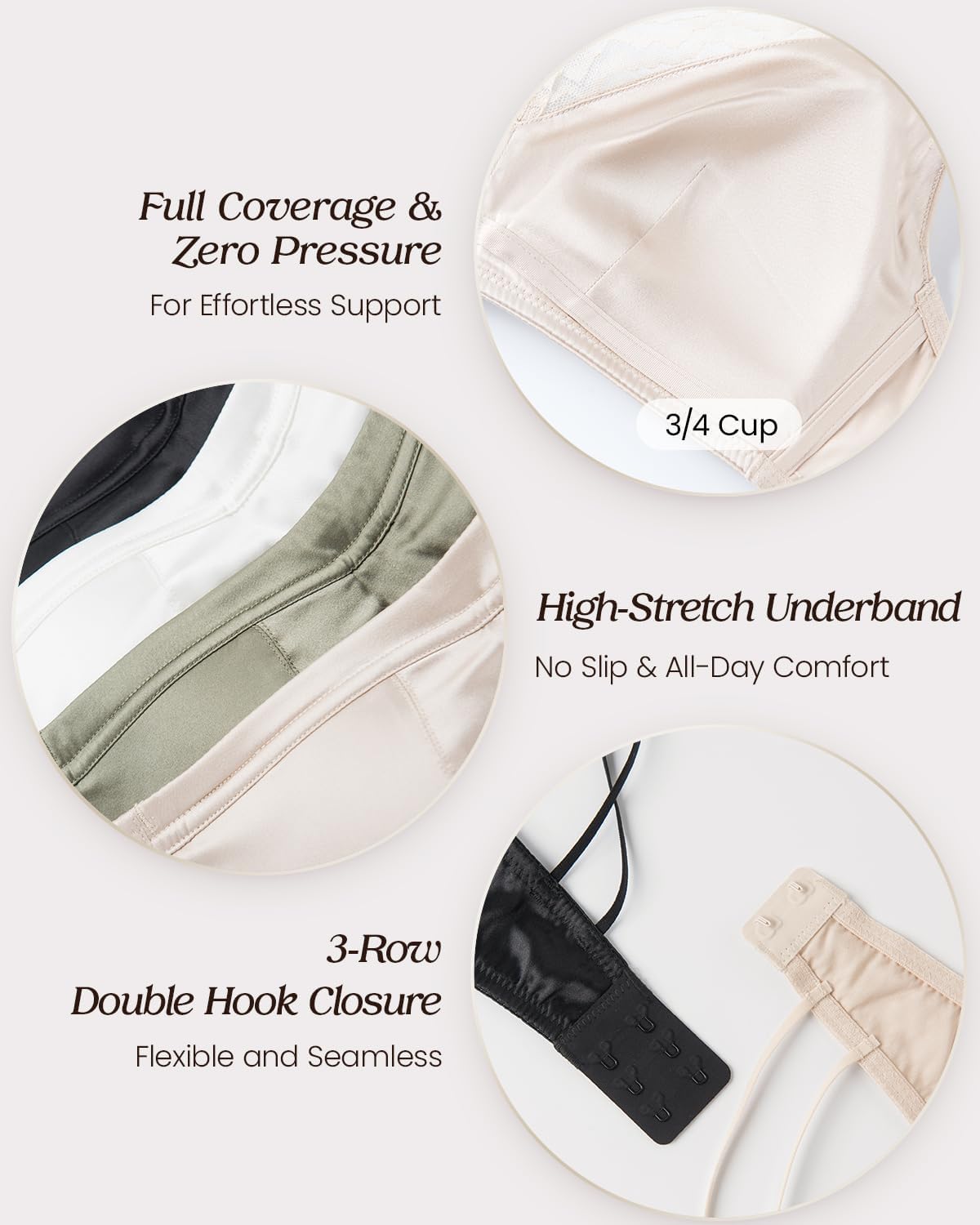 Real Mulberry Silk Bralette, Luxury 22 Momme Silk Full-Coverage Wire-Free Bra for Women, Sexy & Ultra Comfortable - Image 5