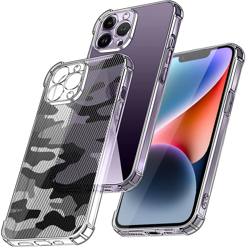 ALLNEWELOOK For IPhone 14 Case, Full Protection, Case Friendly, Bubble Free, Silicone Transparent Camouflage Soft TPU Cover Clear (For 14)