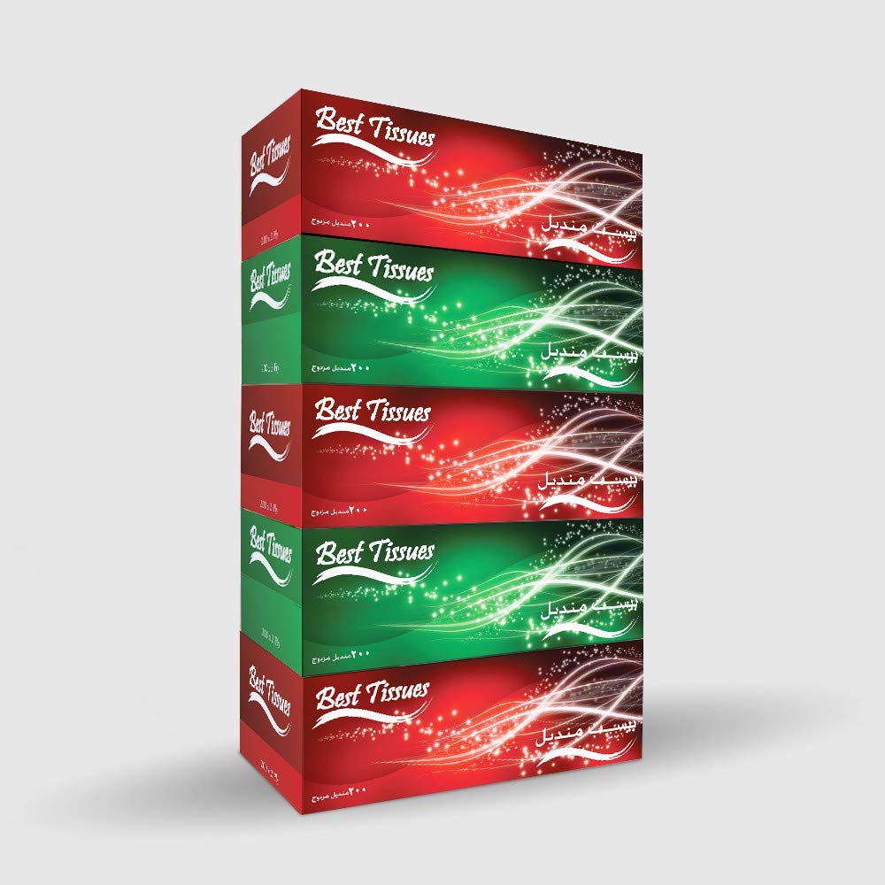 Best 200 Sheets Facial Tissue Boxes, 2Ply Pack Of 5 Box, 100% virgin pulp
