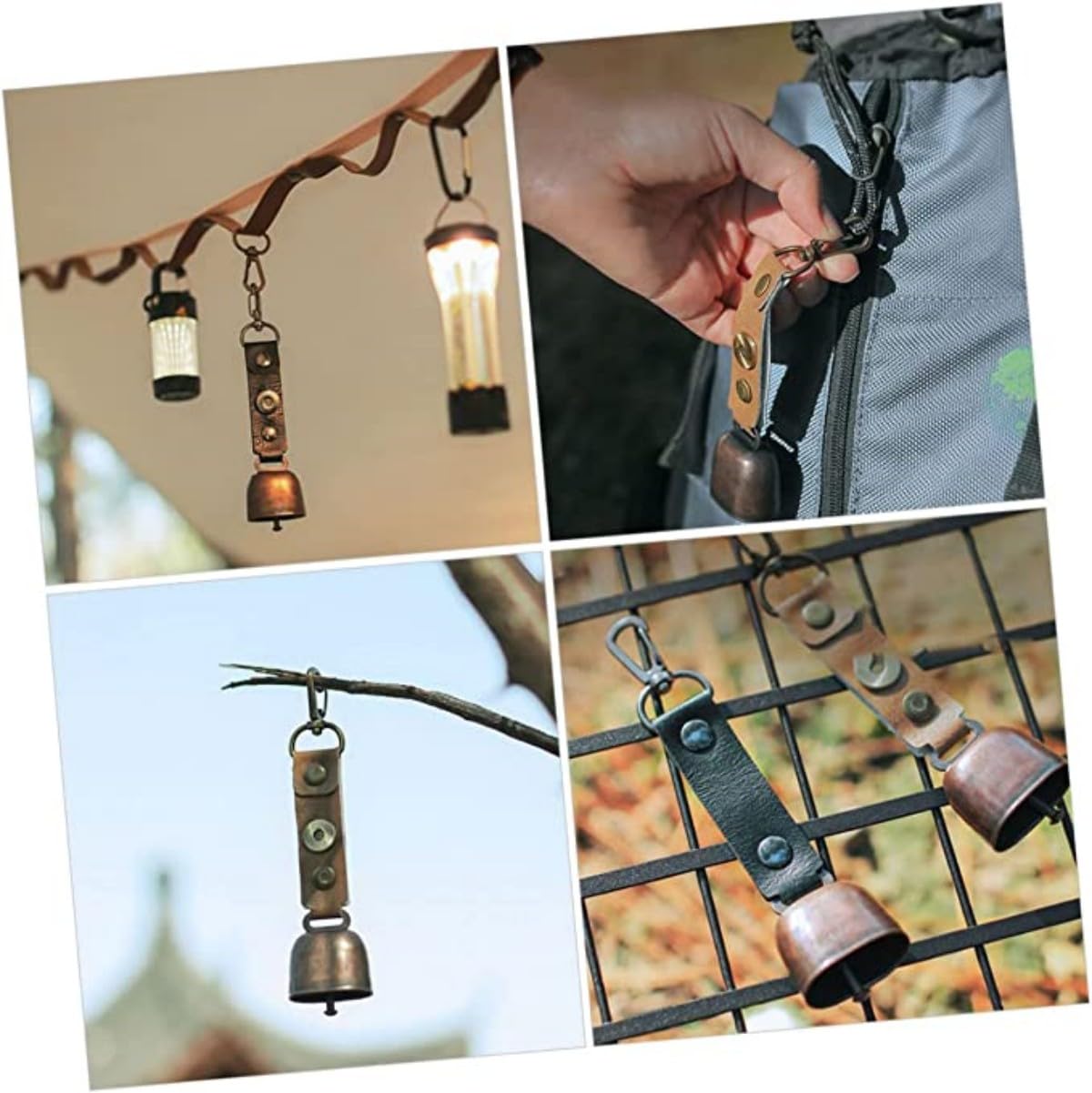Campana de oso fuerte, campanas de oso dorado y silbato de emergencia de latón macizo para supervivencia, ciclismo, pesca, escalada (2 juegos)