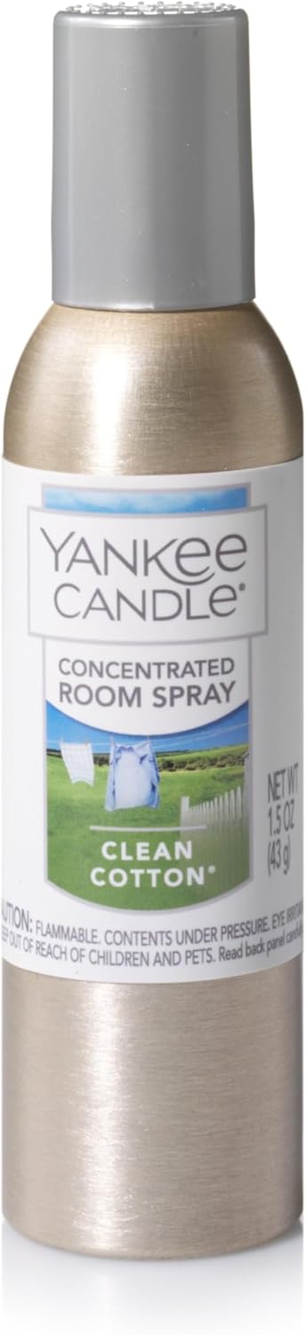Yankee Candle Concentrated Air Freshener Room Spray, Odor Eliminator for Home, Bathroom, Clean Cotton, 1.5 Oz (Pack of 3)