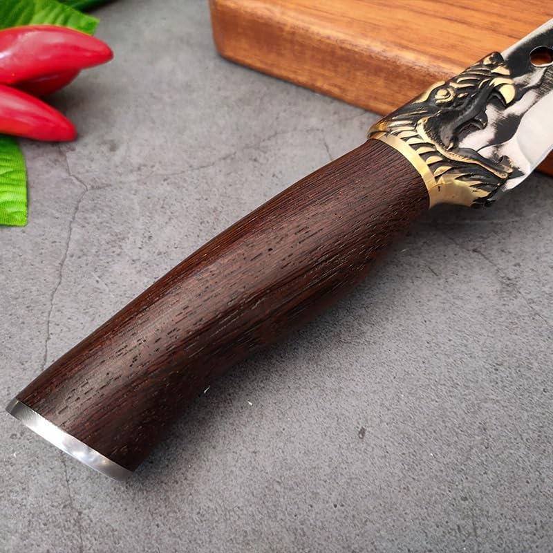 Meat Cleaver,Cleaver Knife 5.7 Inch Handmade Boning Knife Butcher Cutter Kitchen Meat Cleaver Outdoors Hunting Camping Knives With Cover Fish Vegetable Cutting Tool