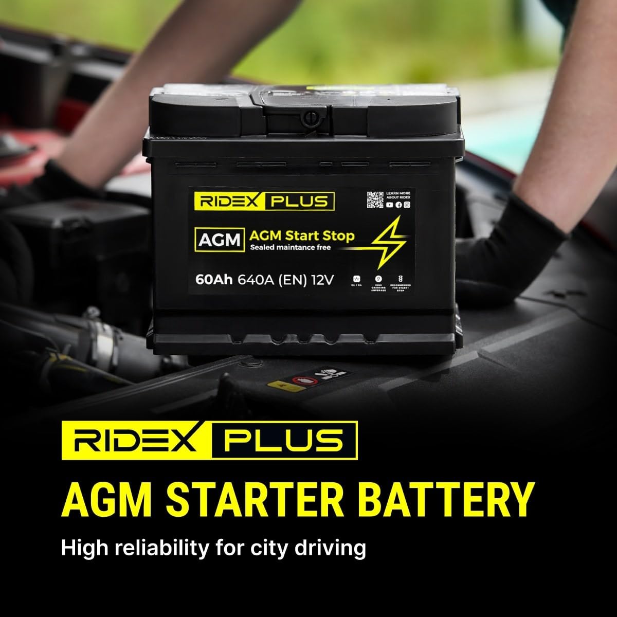 RIDEX PLUS 1S0013P AGM Start-Stop Batería Coche 80Ah 840A 12V B13 DIN/ISO L4 Baterías de Arranque de 75Ah 70Ah Compatible con VW Transporter T5 Furgoneta 7HA, 7HH, 7EA, 7EH Tiguan II AD1, AX1