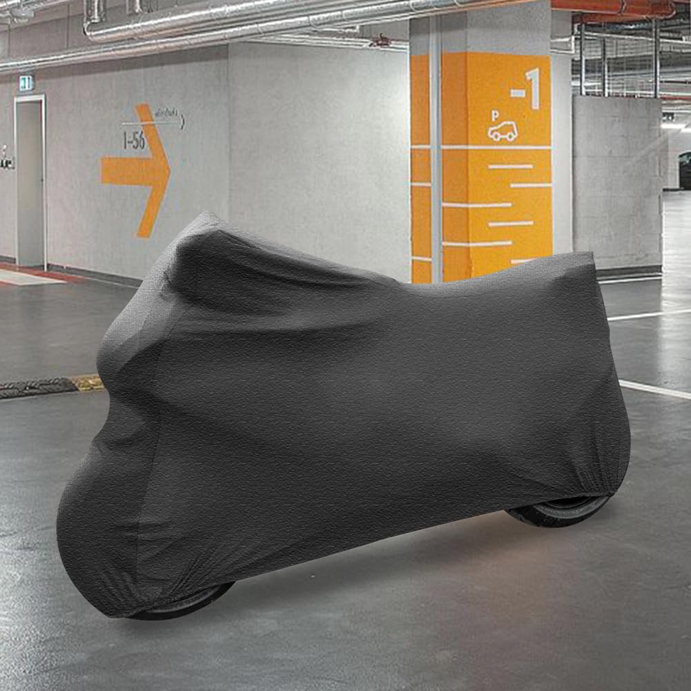 BHIEE Housse de Moto Housse de Protection Tissu élastique et Respirant Bâche de Protection pour l'intérieur de la Moto 295 x 109 x 140 cm - Gris chiné foncé