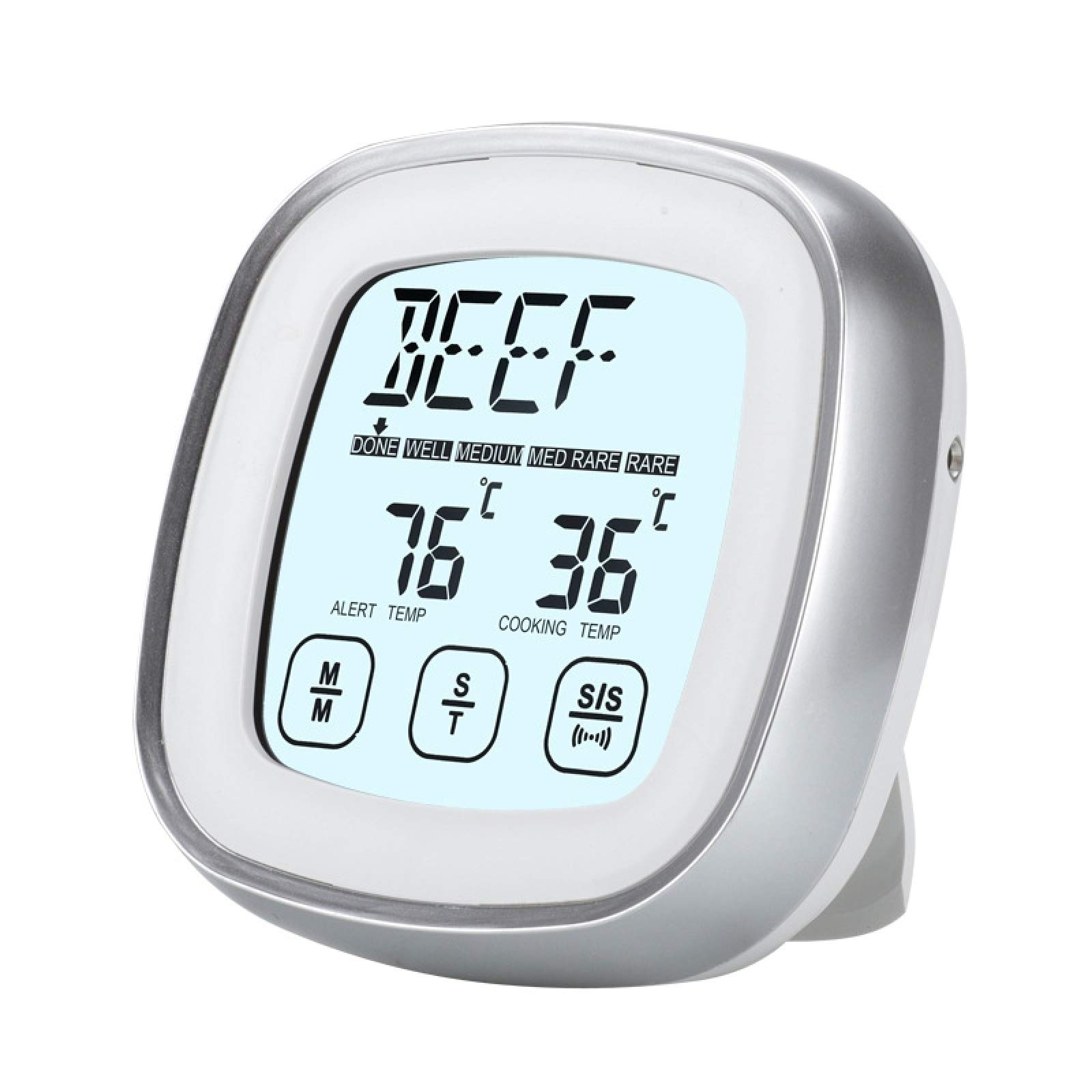 Termómetro De Cocina Termómetro Digital De Carne Para Cocinar En La Cocina De La Parrilla, Medidor De Lectura De Temperatura Instantánea, Con Sonda Con Cable De Metal (Longitud Del Cable Blanco 1M)