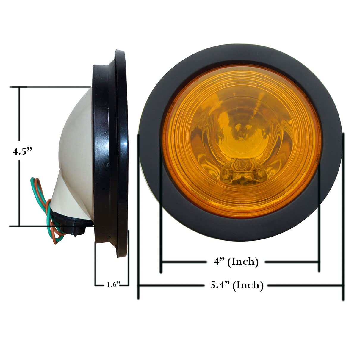 2 x ámbar 4 "Ronda RV camión Tractor Trailer Autobús Indicador Luz 24 V- 11002704