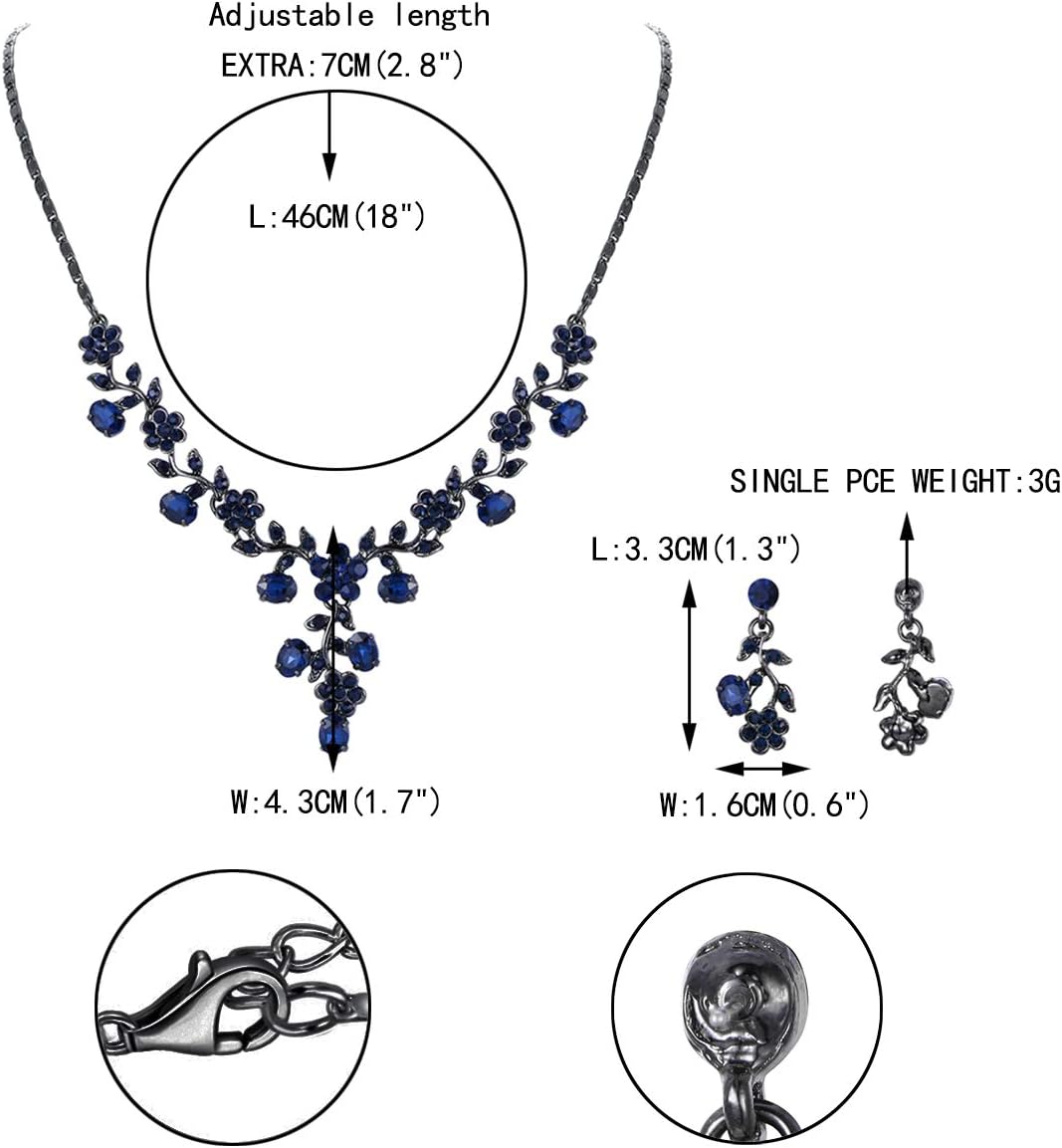 EVER FAITH Bridal Jewelry Sets for Wedding Rhinestone Crystal Flower Leaf Costume Pendant Necklace Earrings Set for Women - Image 5