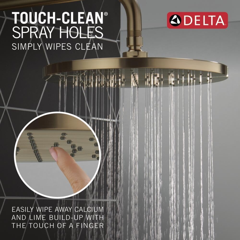 Delta Modern 14 Series Round Rain Shower Faucet Set, Brushed Gold Shower Head and Handle Set, Valve Trim Kit, Champagne Bronze T14269-CZ-PP (Valve Not Included) - Image 4