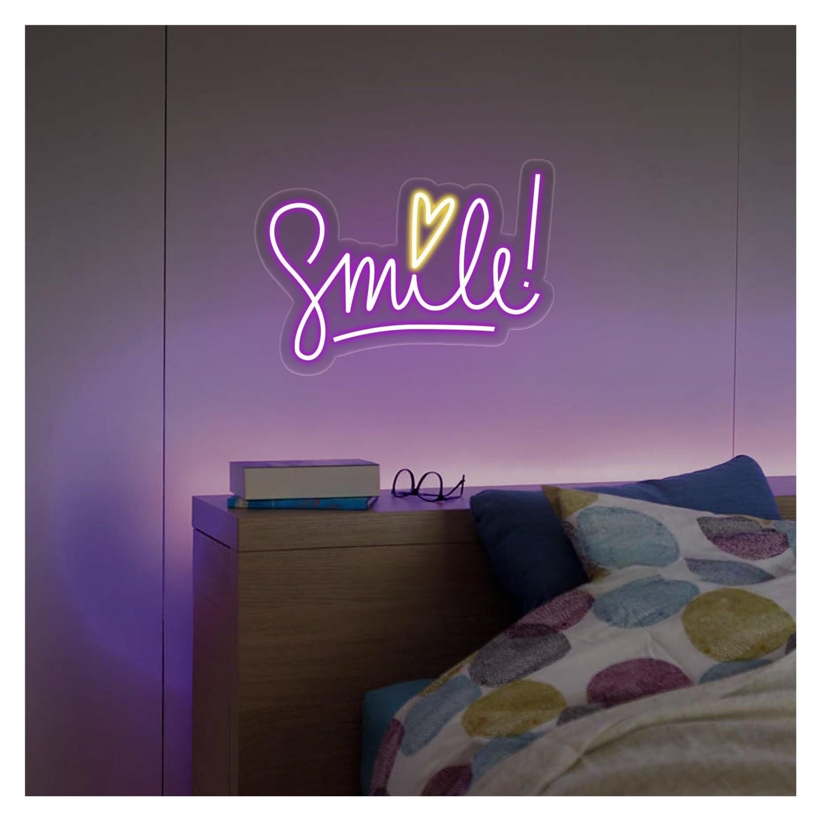 RONGCH Hanging Art Signs Smile Neon Sign, Suitable for Dorm, Kids Room Wall Decor with Dimmable 29cmx40cm(D)