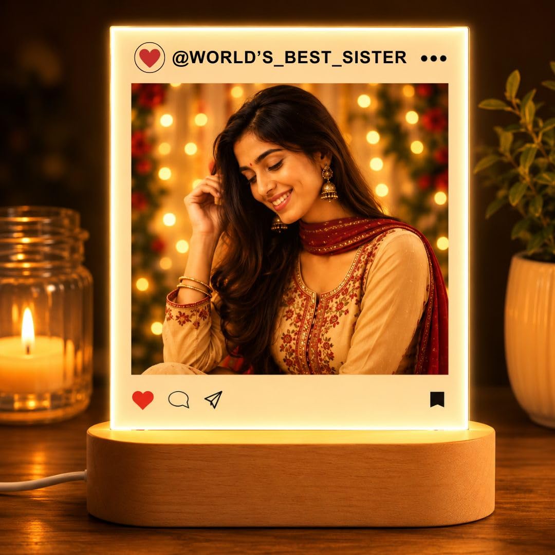 Nutcase Personalized Photo Lamp - Custom Acrylic LED Night Light with Photo | Rakhi Gift for Sister | Unique Rakshabandhan Gift for Sister-picture-28