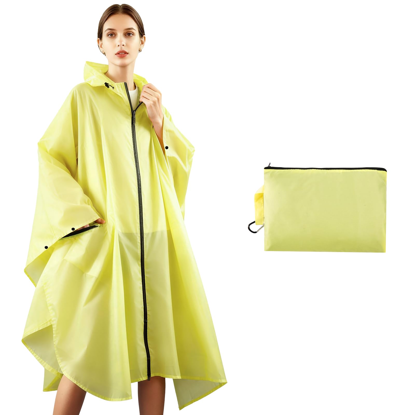 SOPPY Poncho de pluie léger et imperméable pour homme et femme, coupe-vent, réutilisable, indéchirable, respirant avec capuche pour activités de plein air, séchage rapide, taille unique