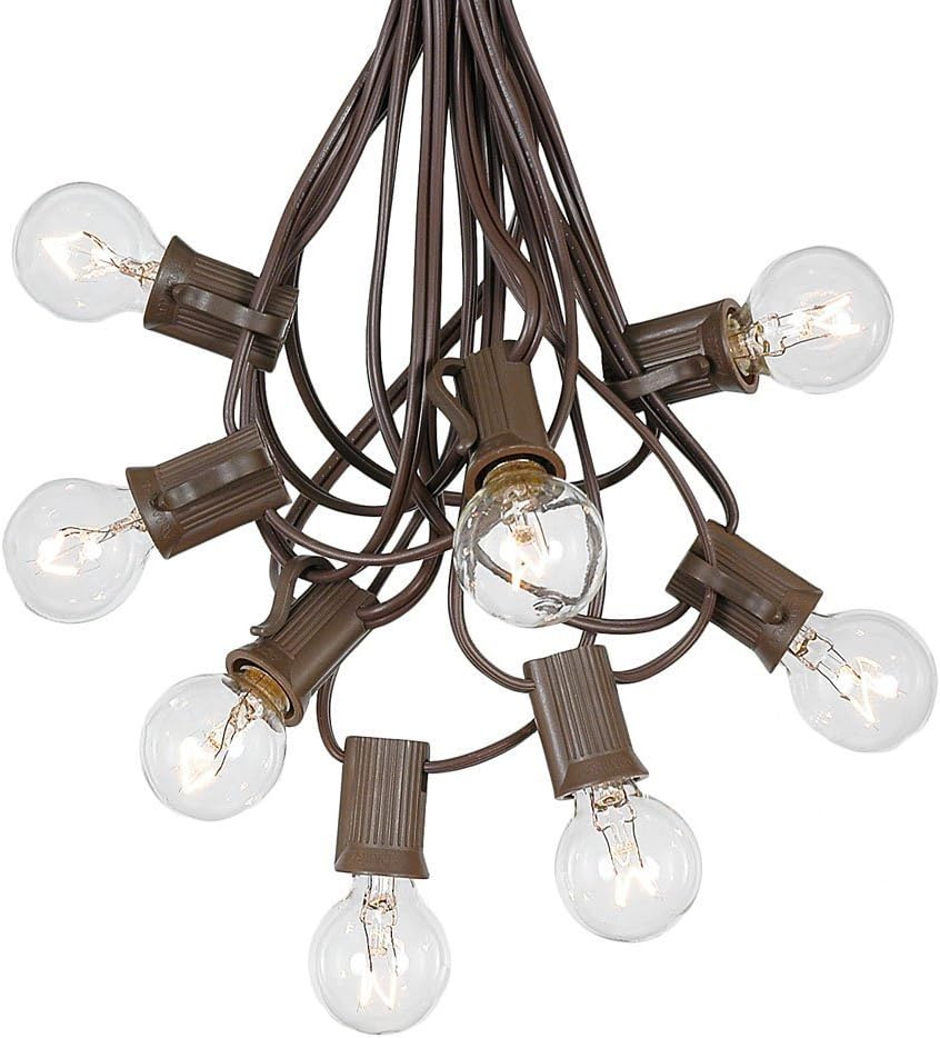 G30 Patio String Lights with 25 Globe Bulbs - Garden Hanging String Lights - Vintage Backyard Patio Lights - Outdoor String Lights - Market Cafe Bistro String Lights – Brown Wire -25 Feet