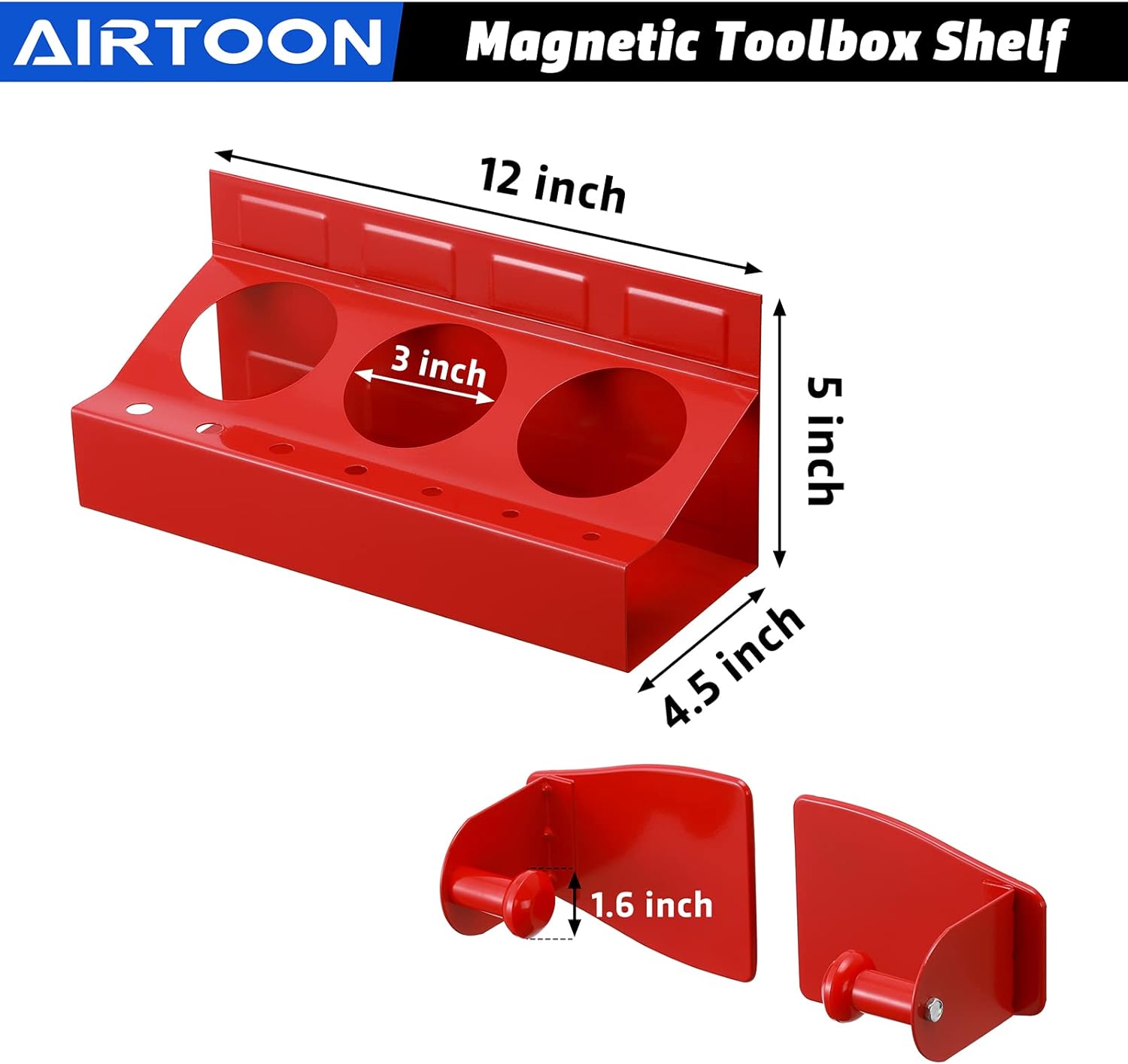 AIRTOON Magnetic Toolbox Tray Set, 4-Piece Magnetic Tool Box Holder, Holds Tools Securely in Place, Powerful Magnetic Tray Set for Shop or Garage, Red