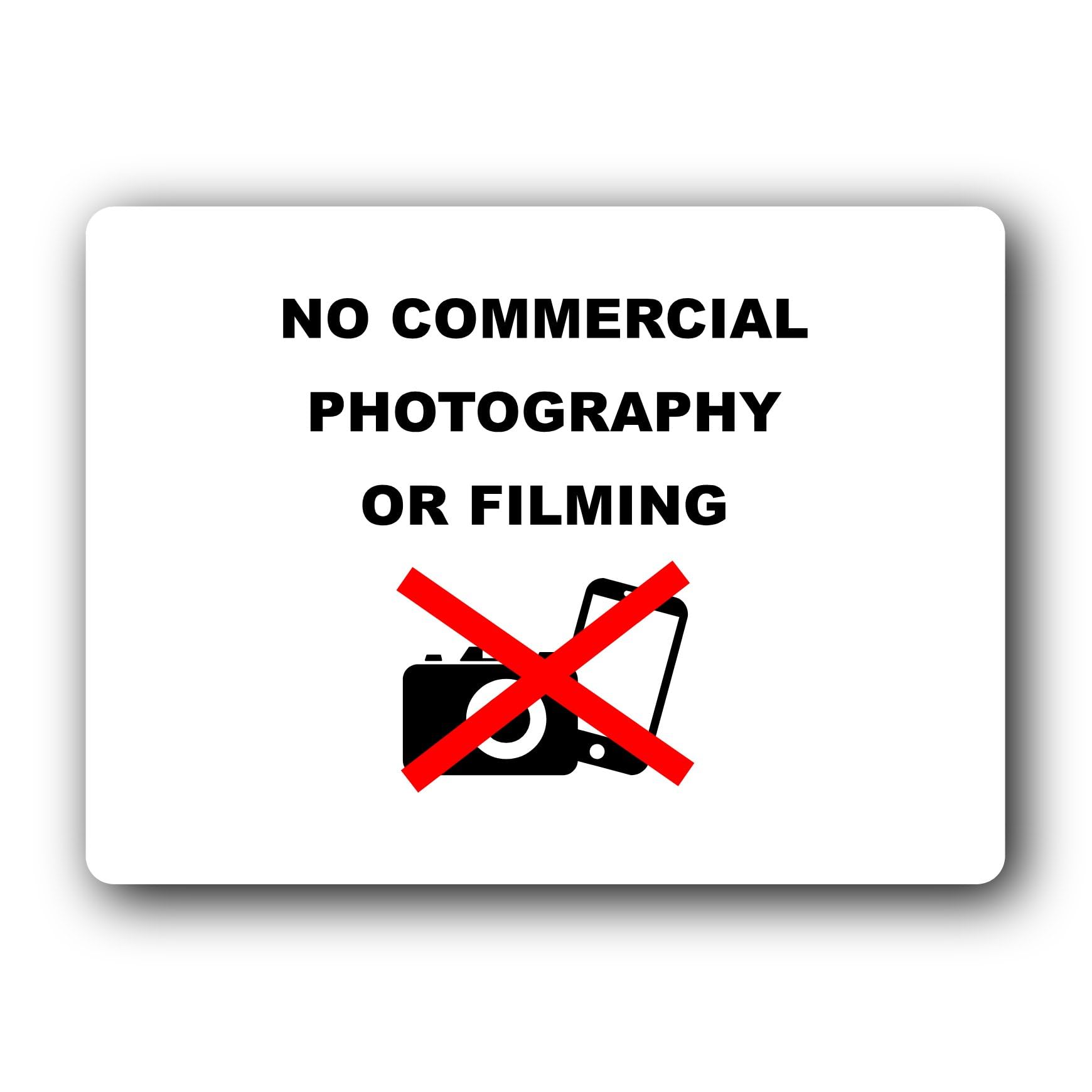 No commercial photography or filming Sign – 19.0x14.0cm Brushed Aluminium — image 1
