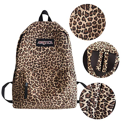 Van Caro Leopard Print School Backpack Large College Backpack Casual Bookbag Laptop Backpack Computer Bag Travel Daypack For Girls Boys Teens,Leopard Print(No Pendant) #TOP4