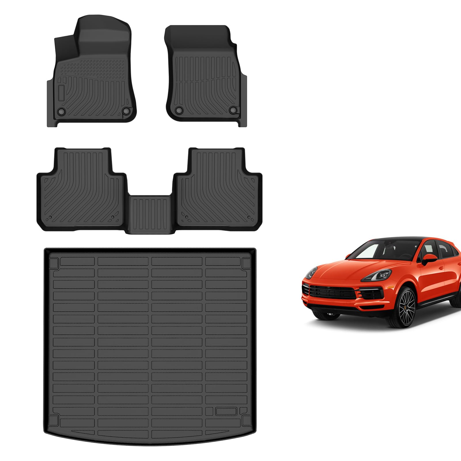 Photo 1 of for Porsche Cayenne Floor Mats 2019 2020 2021 2022 2023 2024 2025 2026, TPE Waterproof All Weather Car Mats Floor Cargo Liner Non-Slip for Porsche Cayenne Accessories 2019-2026
