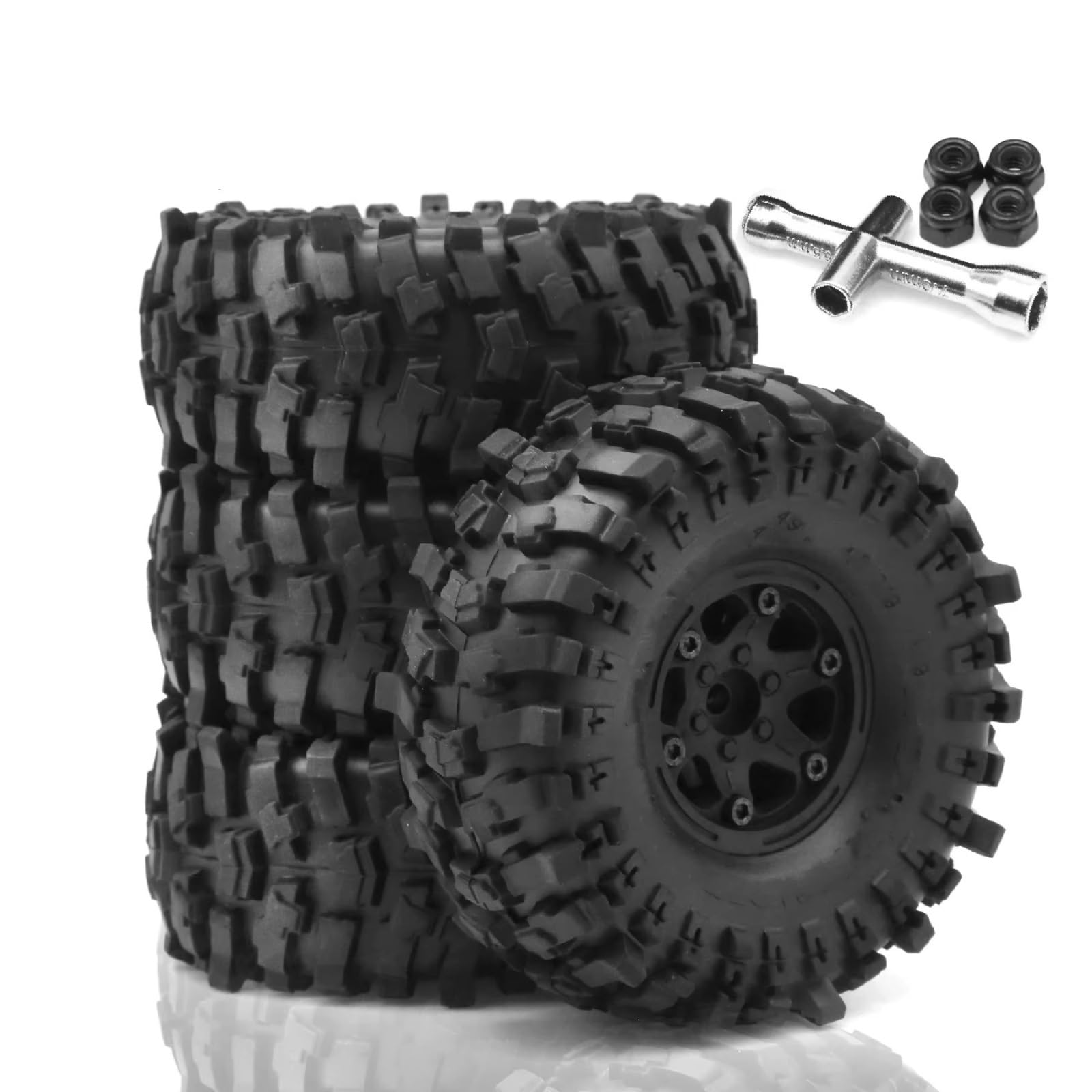 RC Pneus Jante Compatible avec Traxxas pour TRX4 D90 pour Axial pour SCX10 pour MST 1/10 RC Voiture sur Chenilles 4 Pièces 118mm 1.9 "Jante De Roue Beadlock Jeu De Pneus en Caoutchouc