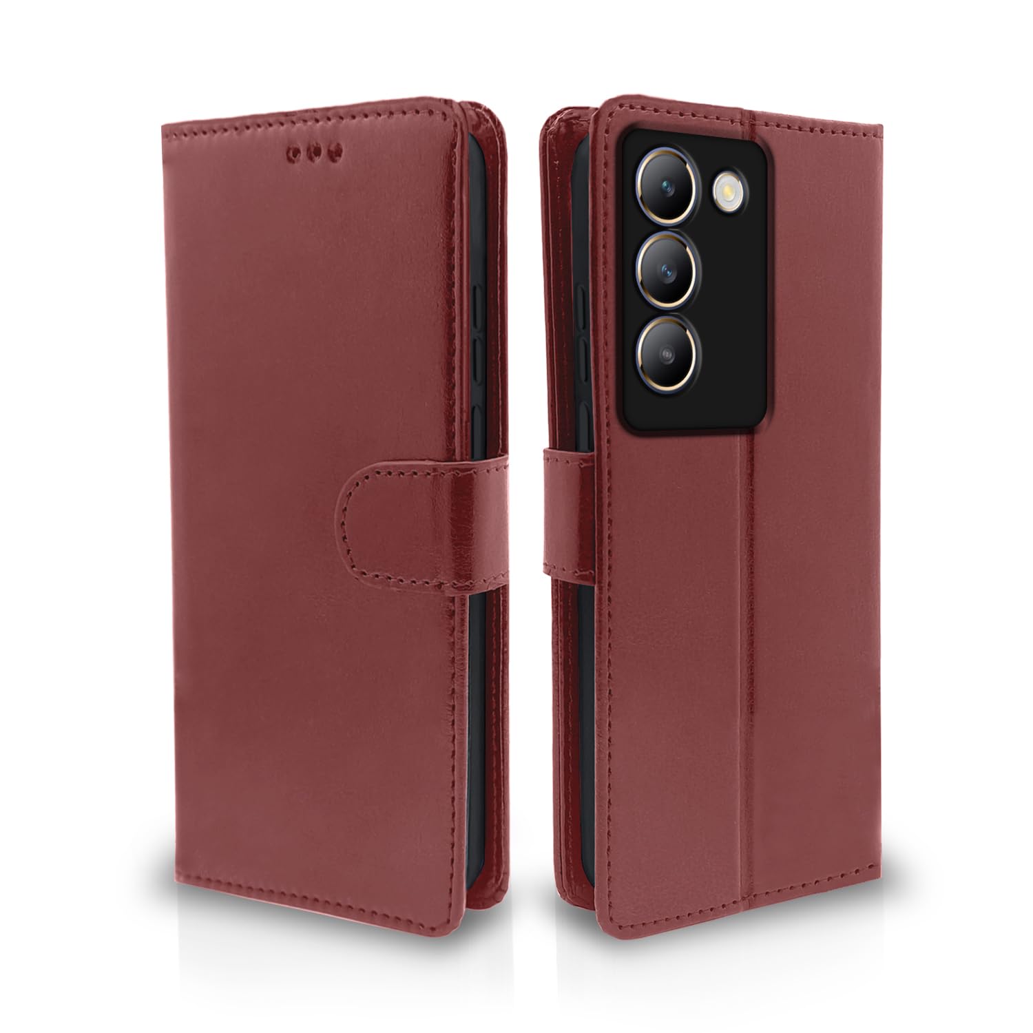 Pikkme Vivo T3 5G / Vivo Y200e 5G Flip Cover Leather Finish | Inside TPU with Card Pockets | Wallet Stand and Shock Proof | Complete Protection Flip Case (Brown) (B0CWLNBHV2) Amazon Price History, Amazon Price Tracker