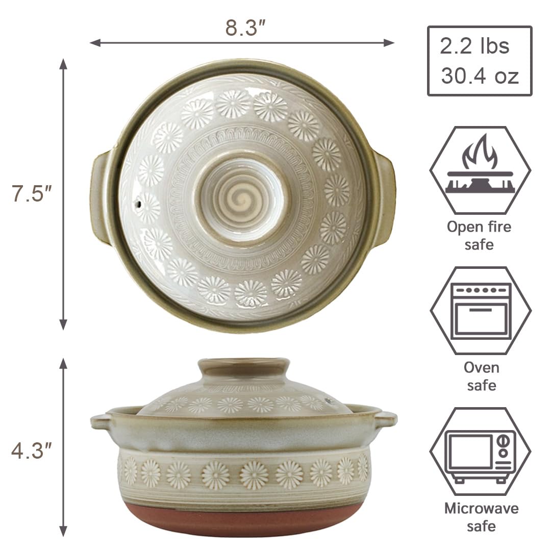 TIKUSAN Donabe Hot Pot Banko Ware japonés fabricado en Japón (6 go (30 fl oz))