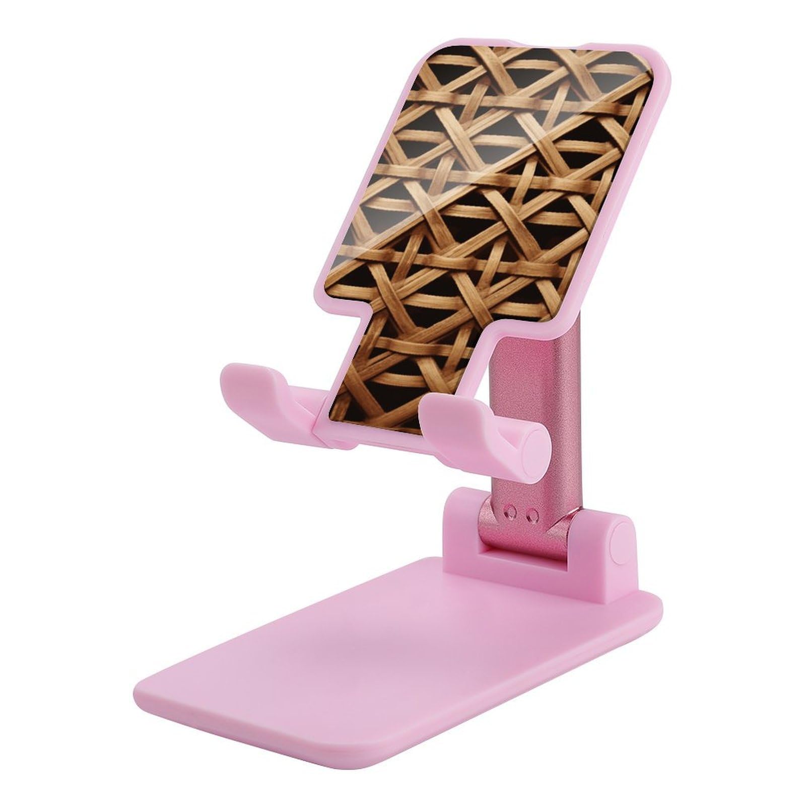 Support de téléphone en osier tissé main et pliable pour bureau élégant