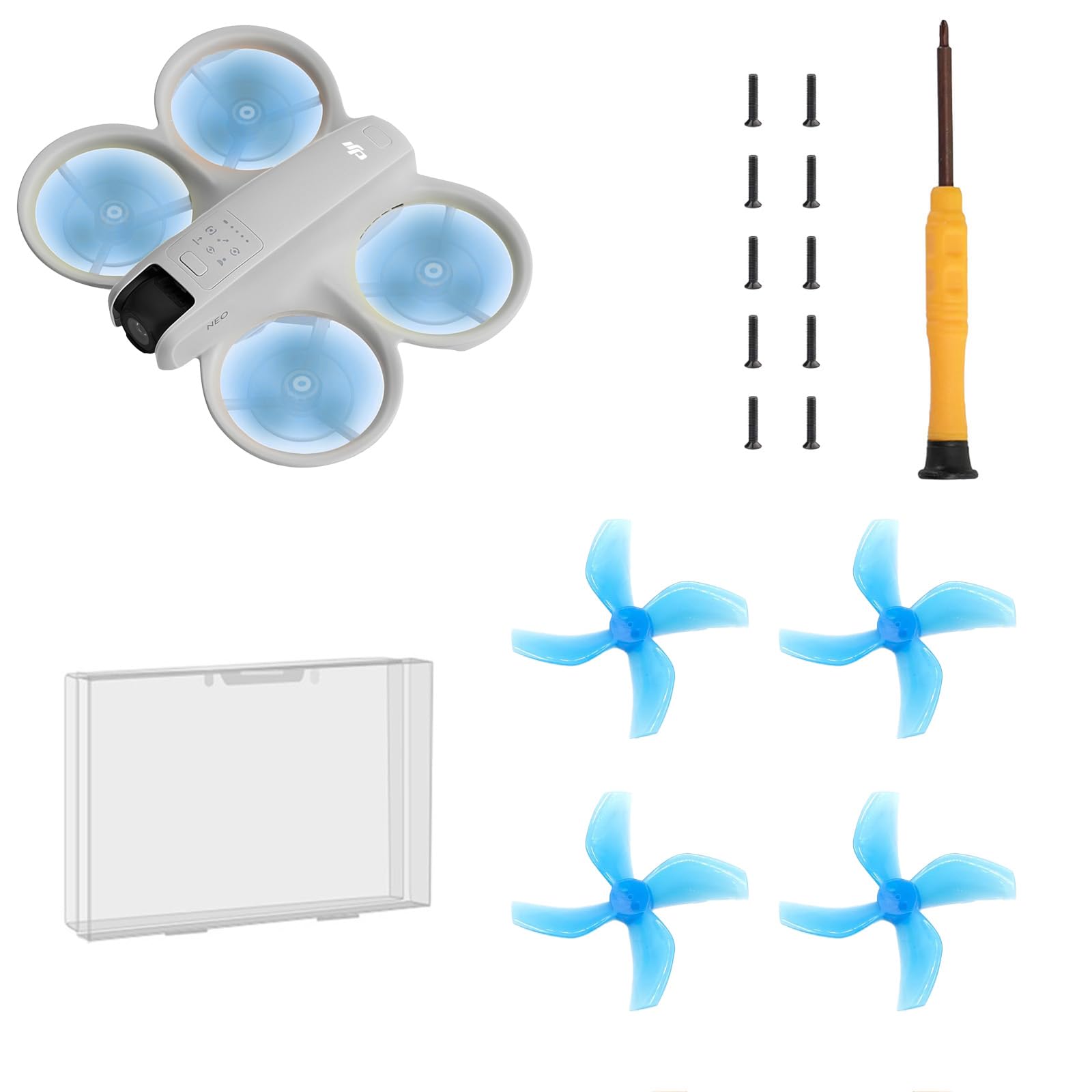 Drone Colorful Propellers for DJI Neo Low Noise Propellers Light Weight Durable Propeller Wing Blades for DJI Neo Accessories Quick Replacement Spare Parts 4pcs (Blue)