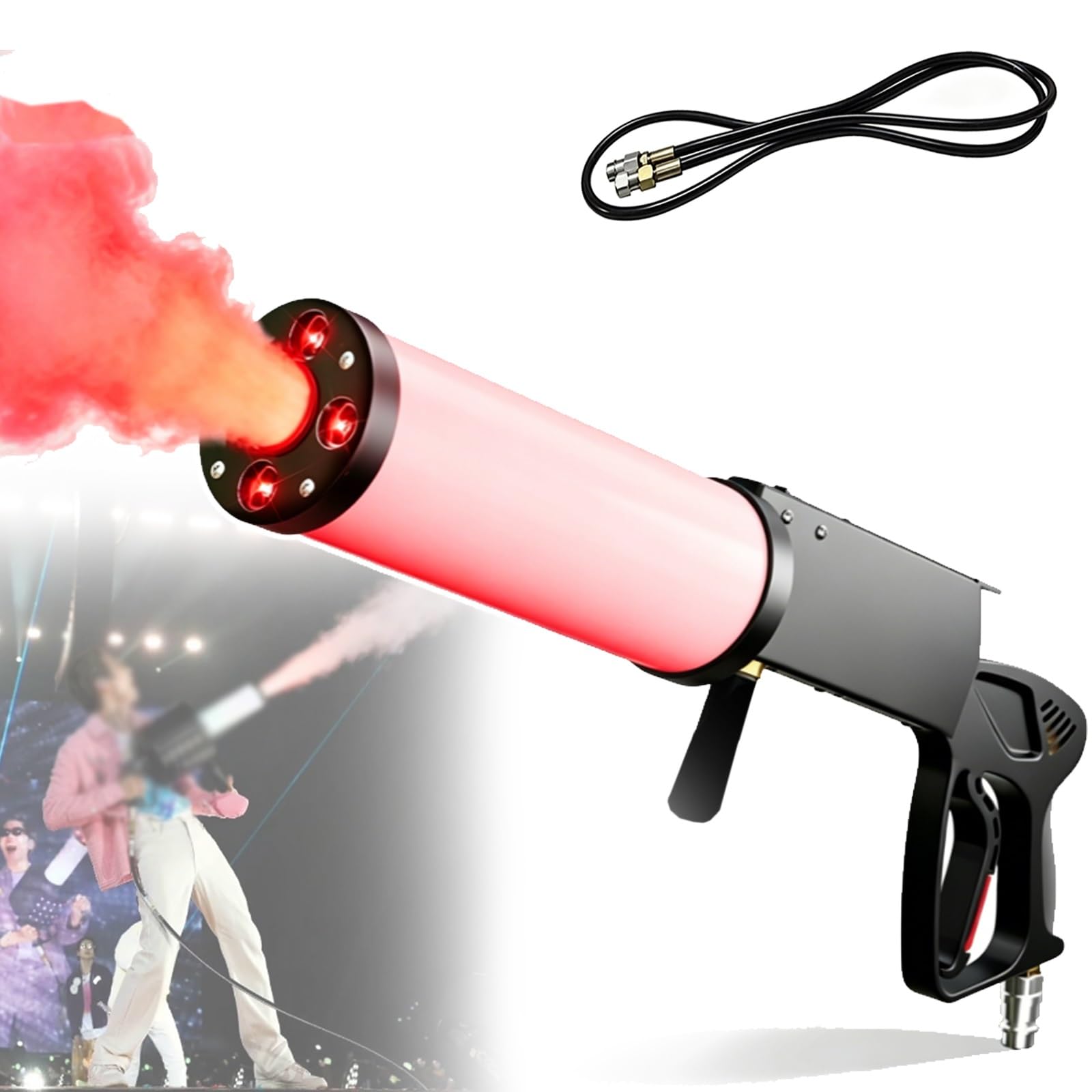 Máquina de humo portátil de 50W, cañón de CO2, con efecto de luces LED, for eventos, bodas y clubes, equipos de efectos escénicos