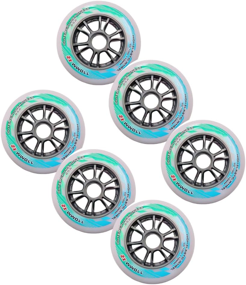6 Pack Inline Skate Wheels, 85A Roller Skate Wheels, Sliding Roller Skating Replacement Wheel Durable Tire 90mm 100mm 110mm
