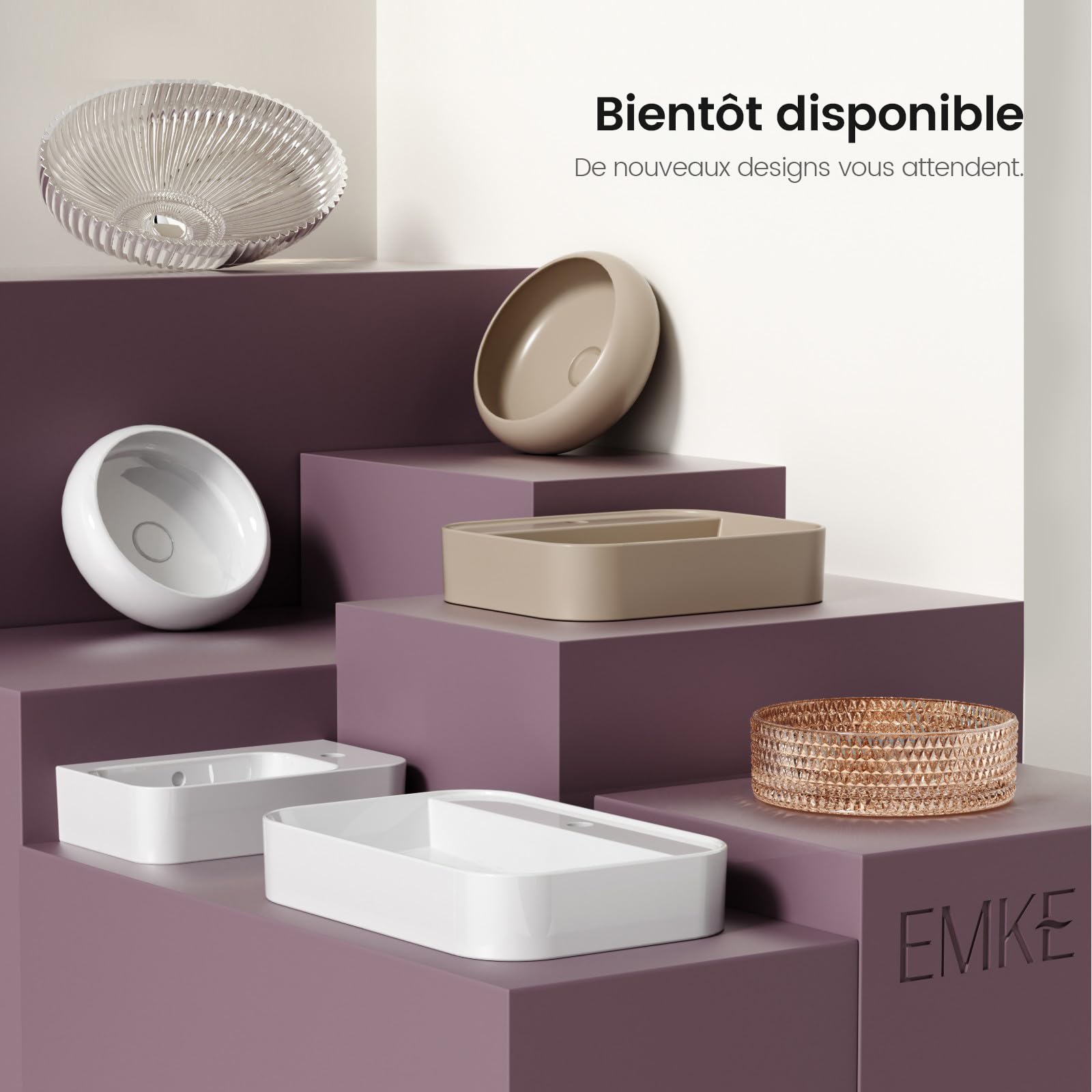 EMKE Lavabo Rectangular 70x40x11 cm Cerámica Blanco Baño WC