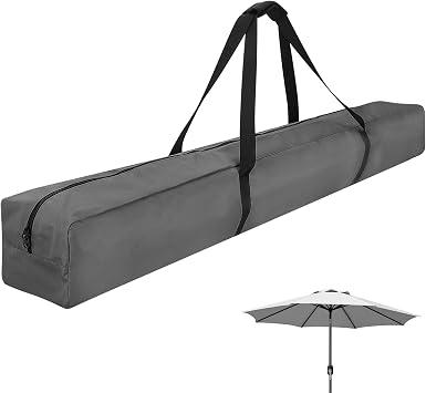 Xxerciz 57 Inch Carry Bag for 9ft Folding Beach Umbrella, 600D Waterproof Patio Umbrella Covers, Outdoor Heavy Duty Bag for Blissun, Sunnyglade, Sunshine, Tempera Patio Umbrella Storage Gray