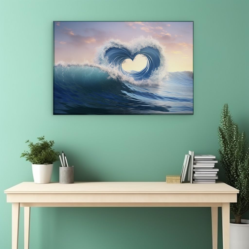 Canvas for Living room. Embracing the Tide: When the Ocean Whispers Love, 27 x 18 inch Canvas Wall Art - Tranquility - Modern Home Decor