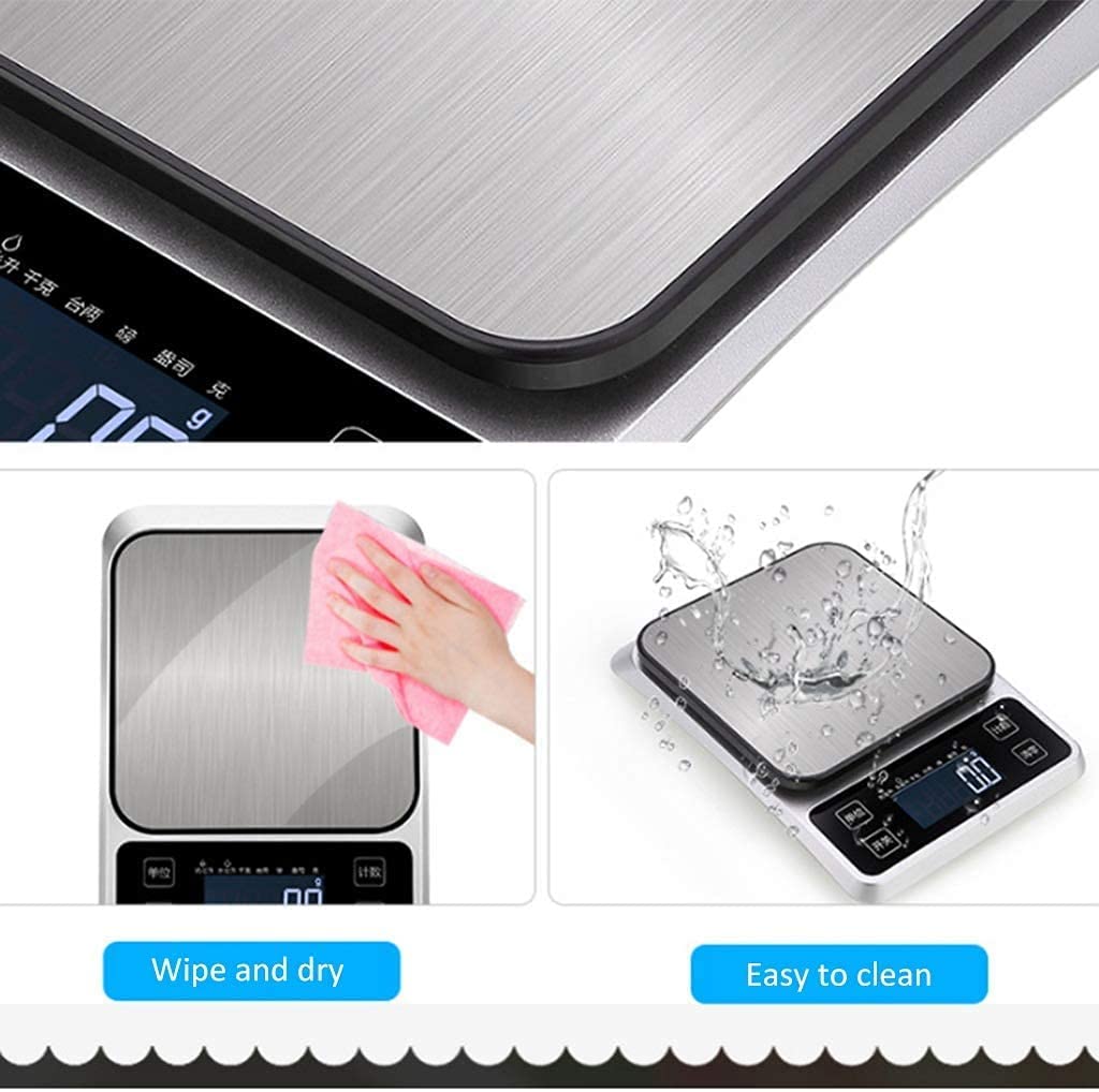 Küchenwaage Digital Kleine Haushalt Lebensmittel Kochen Waage, 0,1 g Lebensmittel Backen Heilkräuter Küche Digital Edelstahl Küchenwaage (Size : 5kg/0.1g)