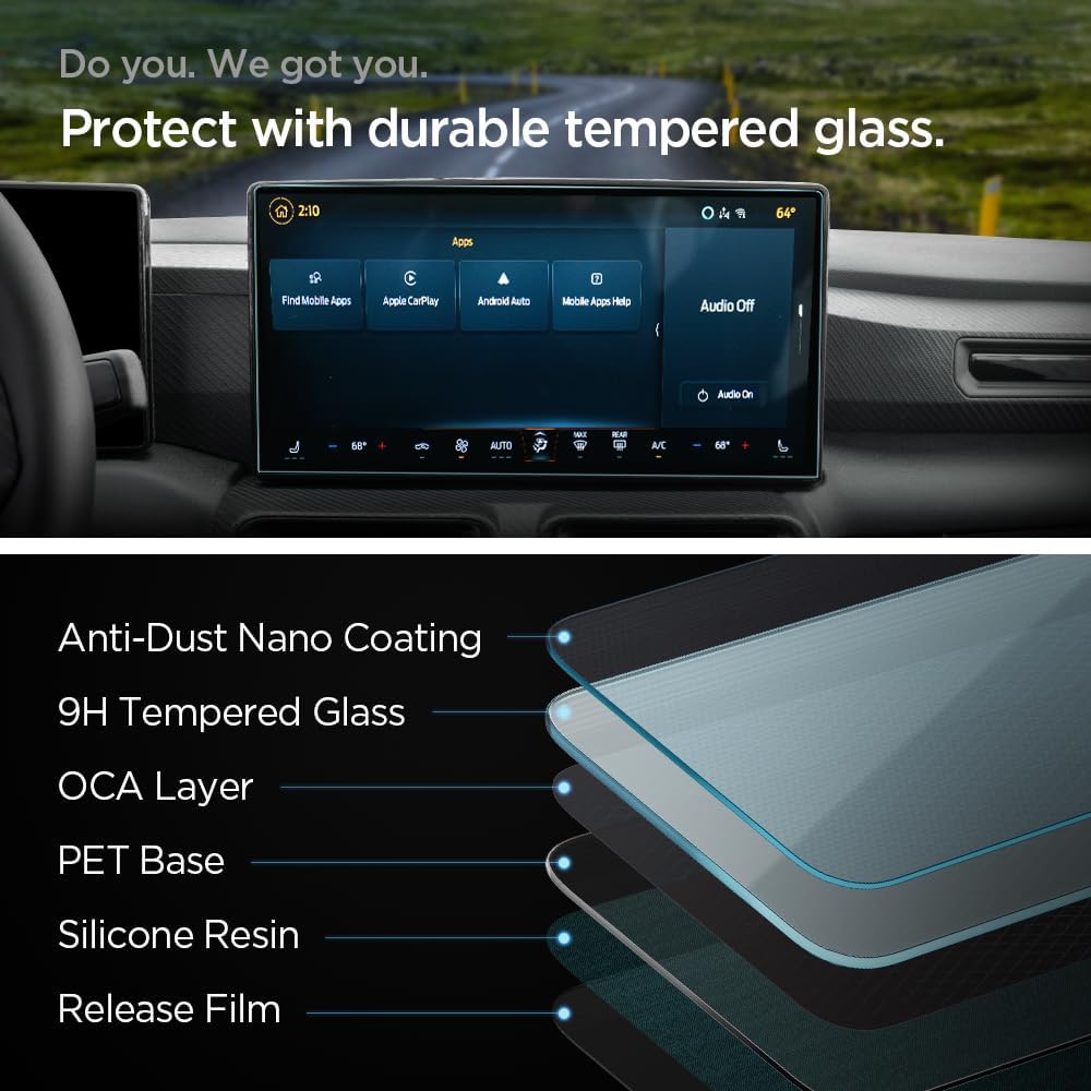 Spigen Tempered Glass Screen Protector [GlasTR Slim] designed for Ford Mustang (2024/2025) 13.2 inch Dashboard Touchscreen - Crystal Clear