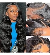 JTMMP 28 Inch 13x6 Body Wave Lace Front Wigs Human Hair Pre Plucked Glueless Wigs Human Hair 180%...