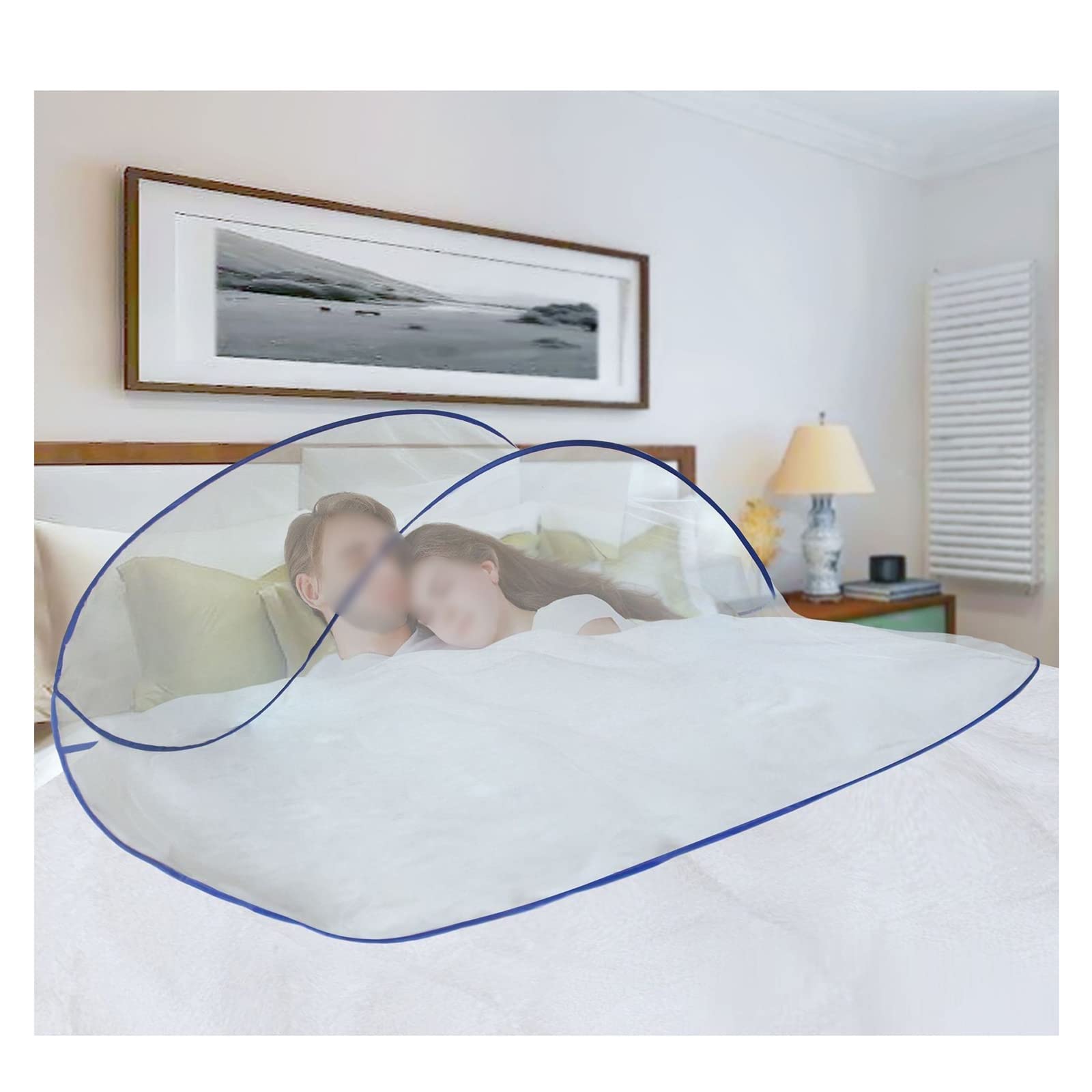 Vnook Encrypted Folding Mosquito Net, Travel Home Portable Double People Face Self Supporting Mosquito Bed Canopy for Head Ultralight, Pop-Up Mosquito Net Tent