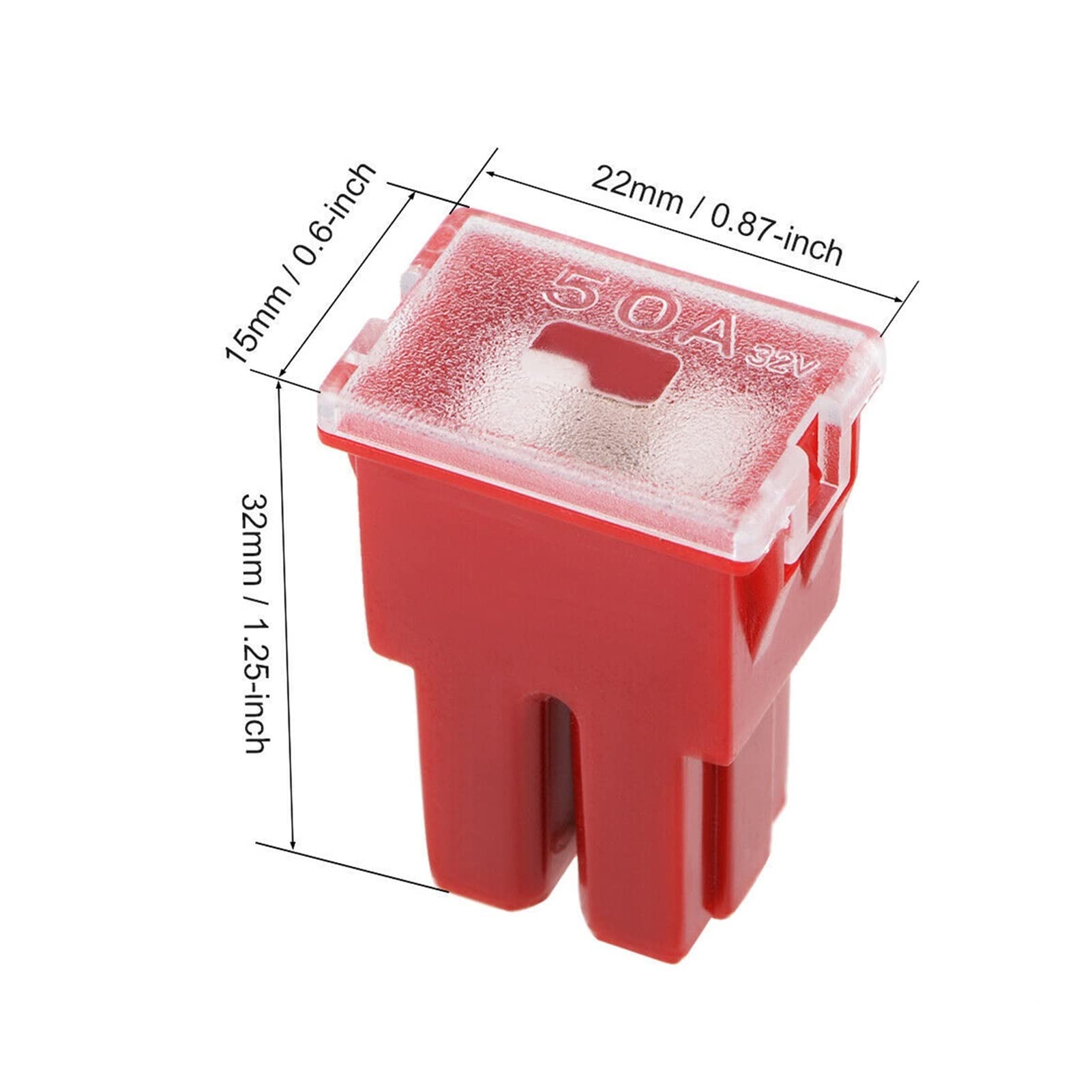 Fusibile a cartuccia in ceramica, fusibile in ceramica a spirale, fusibile automobilistico Mini fusibile a cartuccia 32V 50A Terminale femmina for camion for auto 2 pezzi