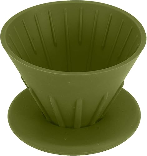 Gotero de café, filtro de café de silicona reutilizable, filtro de cono plegable para el hogar, camping, mochilero, viajes (verde)