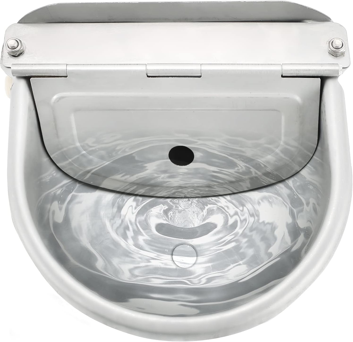 NATGAI Automatic 304 Stainless Steel Waterer Bowl, Automatic Cow Drinking Water Bowl with Float Valve Water Trough Farm Grade for Horse Cattle Goat Sheep Dog (with Drainage Hole)