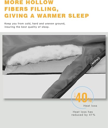 Miniatura 4 de KingCamp Saco de dormir doble para campamento, impermeable, ligero, suave, tamaño Queen, 2 personas, para adultos, adolescentes, senderismo,