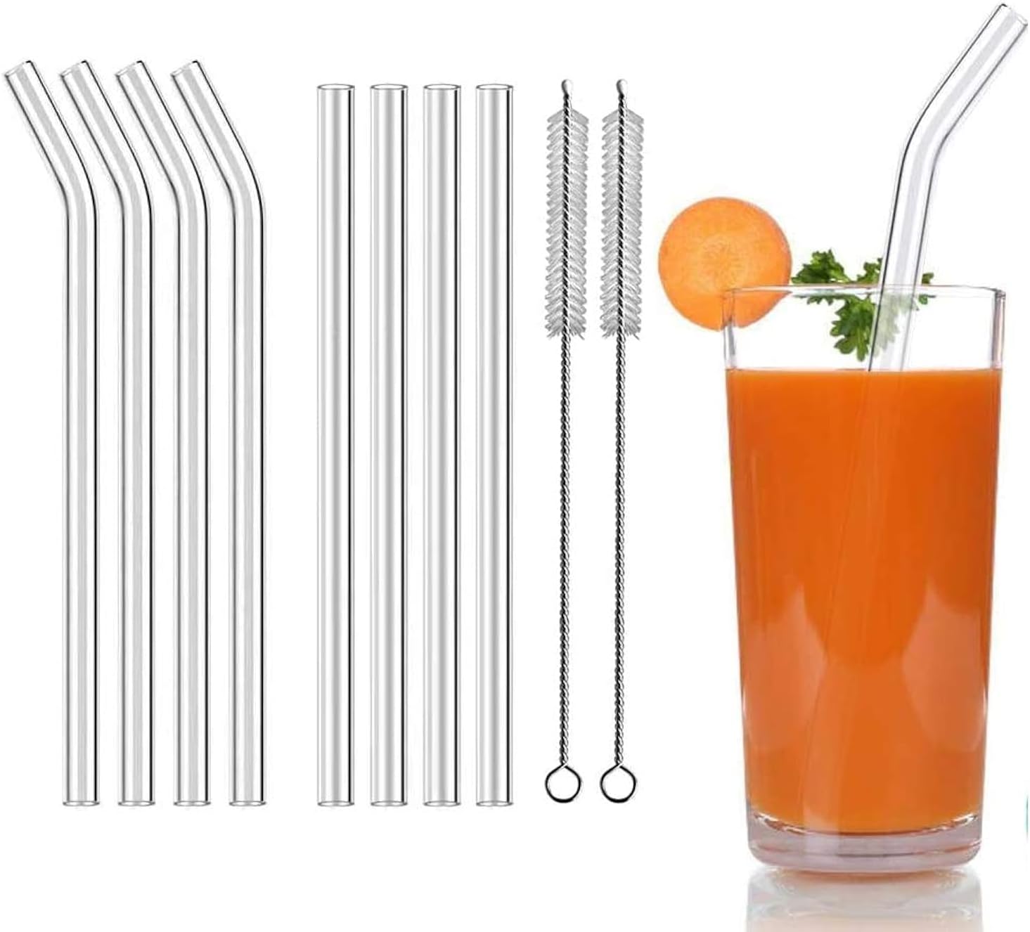Aoktech 10 Pieces Reusable Glass Drinking Straws