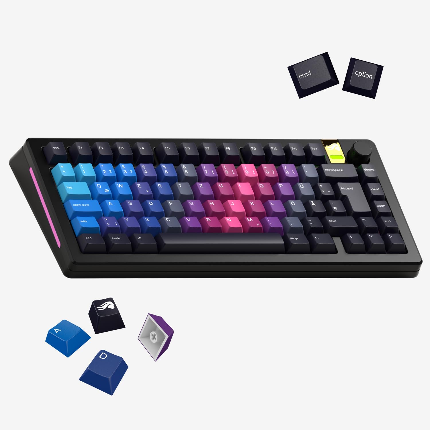 GLORIOUS GPBT Keycaps QWERTZ Afterparty - PC Tastenkappen Zubehör Sets | Langlebiges Material, gestochen scharfe sowie lichtechte Zeichen, universelle Kompatibilität für mechanische Modelle.