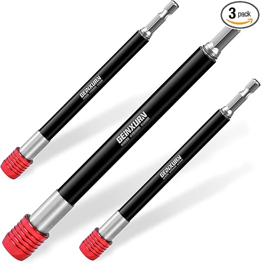 6” Impact Screwdriver Bit Holders Extra Long, 3Pcs Magnetic Extension Quick-Change Socket Drill Bit Holder Cr-V Steel Hex Shank Quick Release Drill Bit Guide
